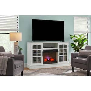 Hazeltine 60 in. W Freestanding Media Console Electric Fireplace TV Stand in White