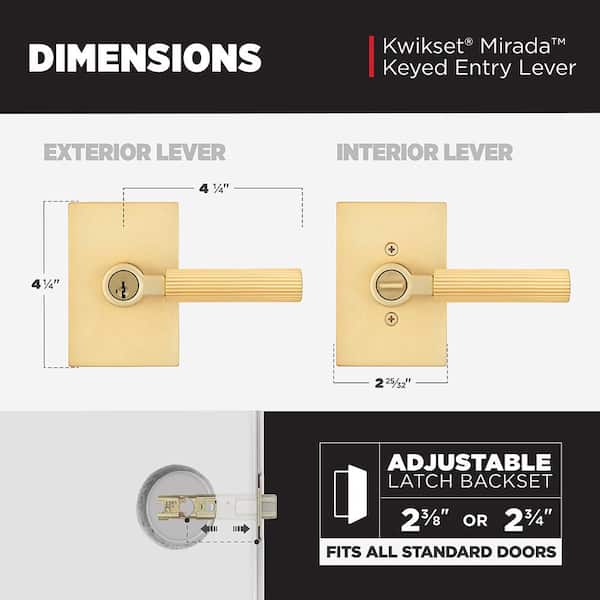 Kwikset Mirada Satin Brass Rectangle Keyed Entry Door Handle