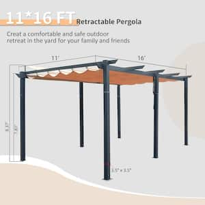 11 ft. x 16 ft. Black Aluminum Frame Outdoor Patio Gazebo with Beige Adjustable Canopy