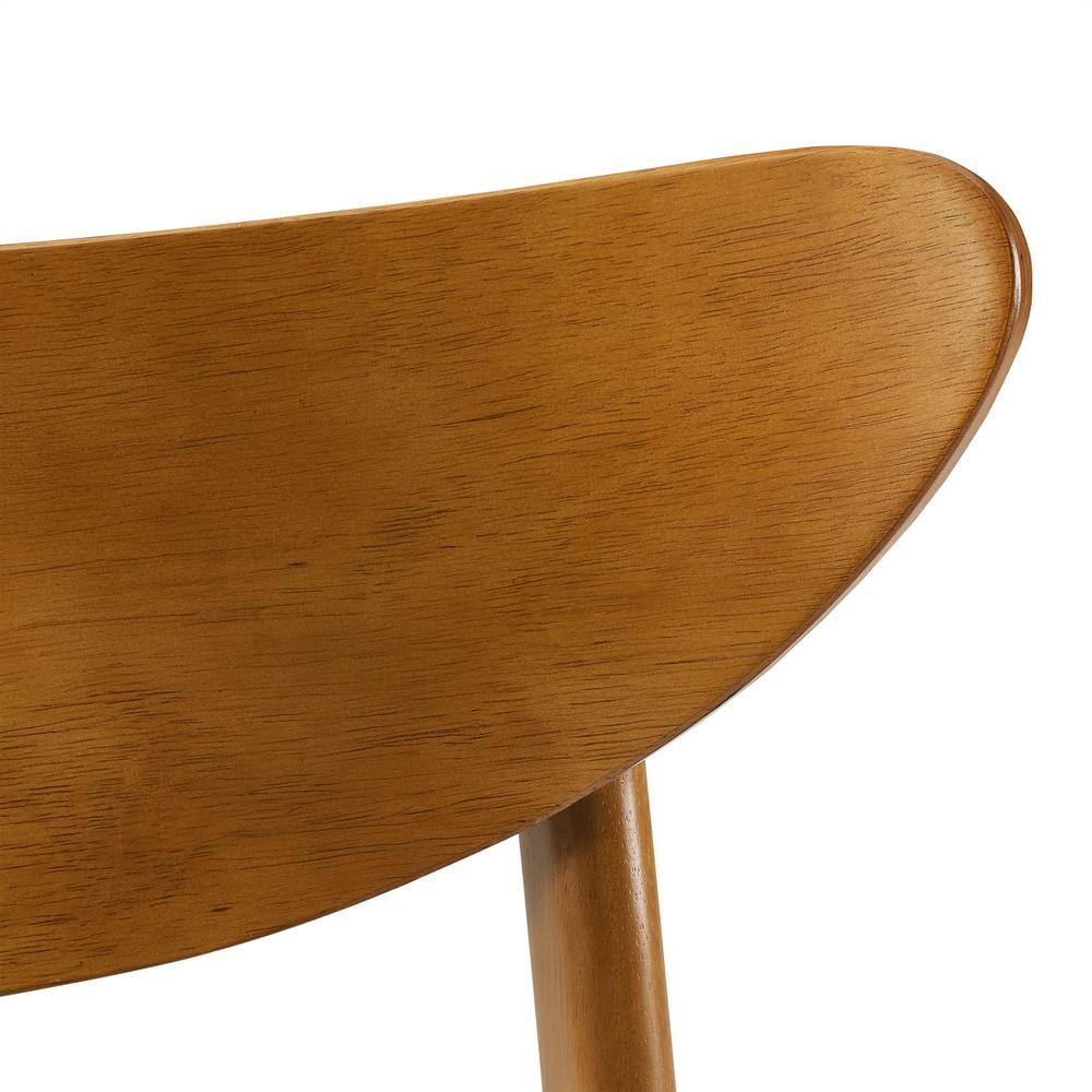 Set of 2 Acorn Wood Dining Chairs with Gray Upholstered Seat