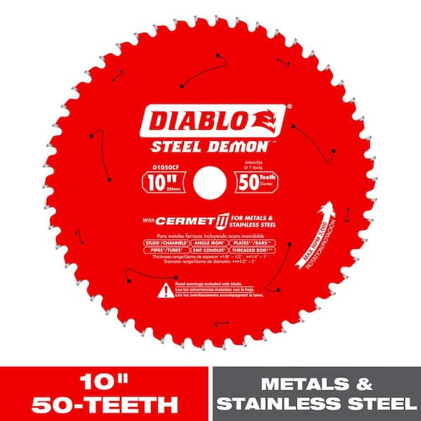 DIABLO 10in. x 50-Teeth Steel Demon Cermet II Saw Blade for Medium Metal