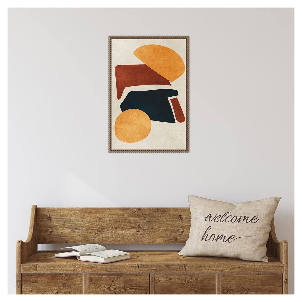 Earth Tone Abstract Canvas Art with Beaded Frame