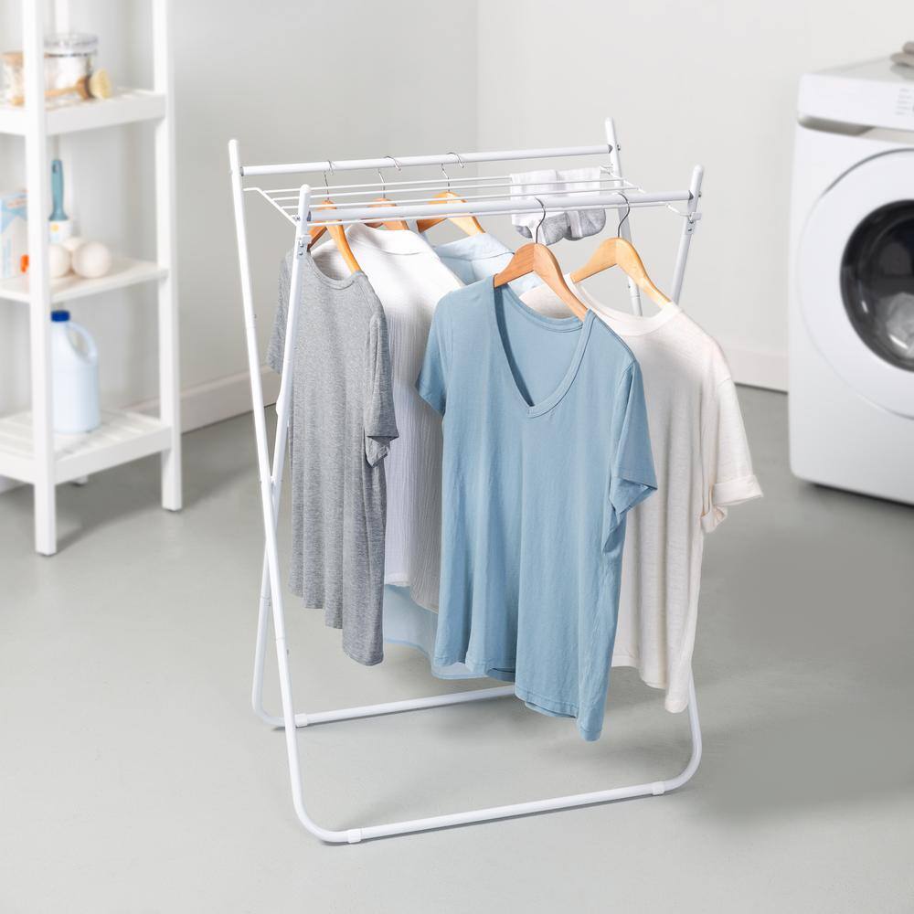 White Steel Collapsible Clothes Drying Rack
