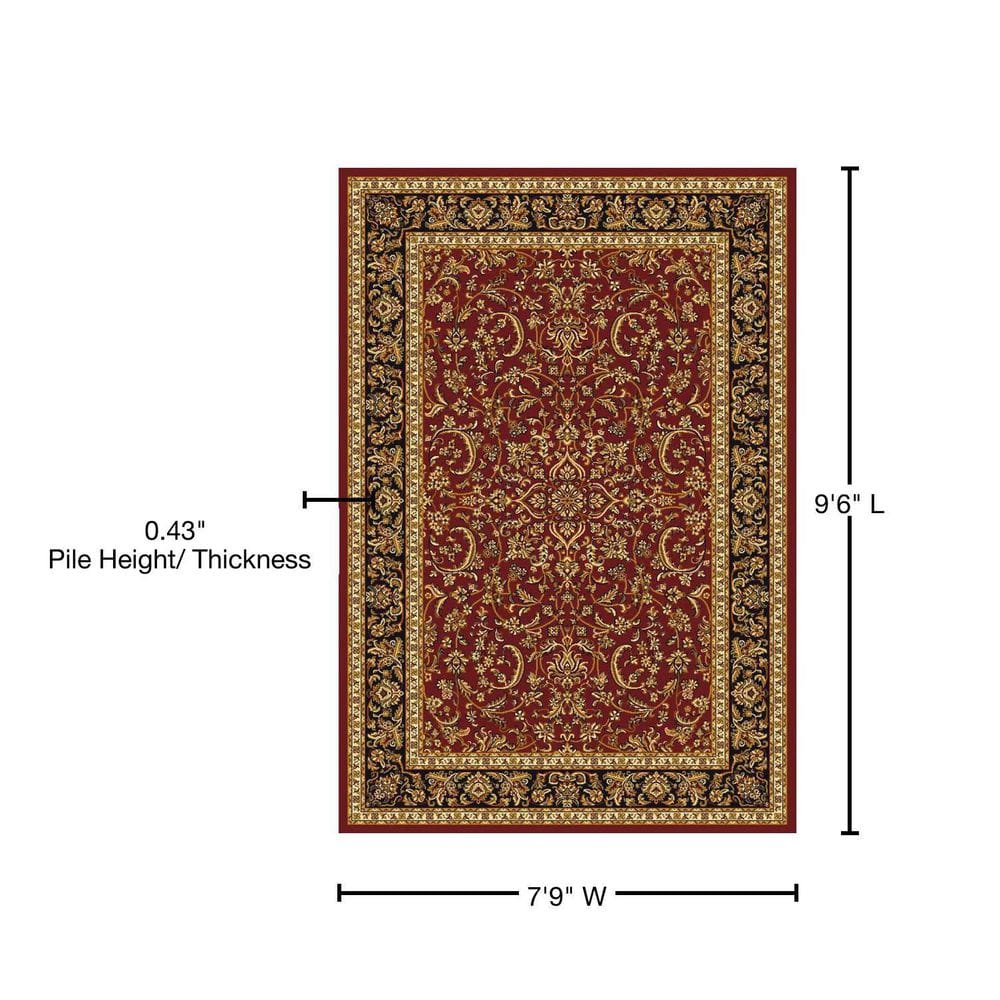 Noble Traditional Burgundy Floral 8' x 10' Synthetic Area Rug