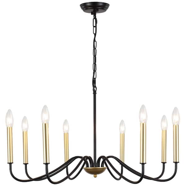 LWYTJO Clerise 8-Light Black/Gold Classic Modern Candle Style Chandelier for Living Room Kitchen Island Dining Room Foyer