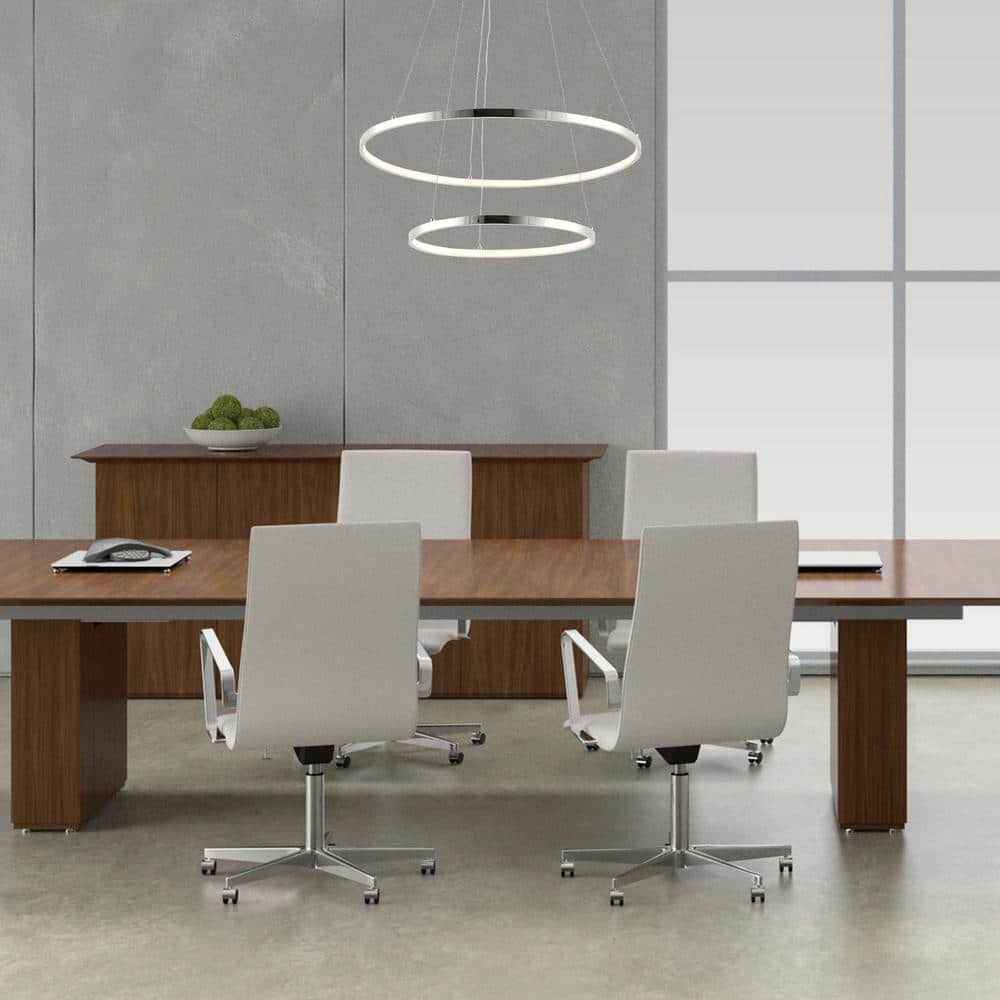 Brice Minimalistic Chrome Double Hoop LED Pendant