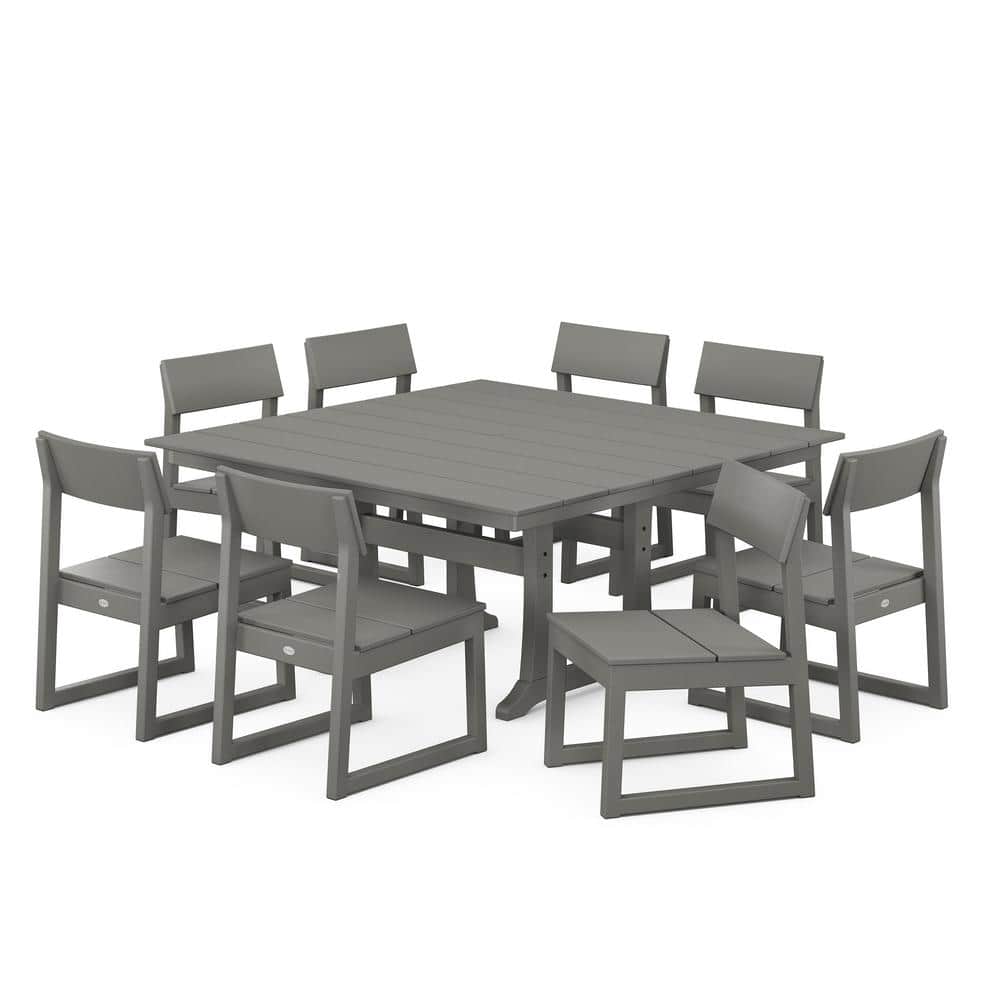 Edge Slate Grey 9-Piece Farmhouse Trestle Plastic Square Outdoor Dining Set price history on PriceWatchPro