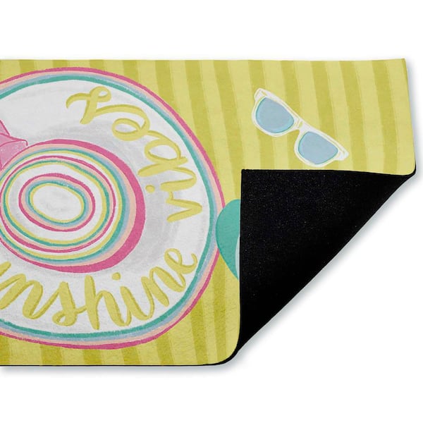 Endless Sunshine Vibes Yellow 18 in. x 30 in. Polyester Non-Slip Outdoor Door Mat