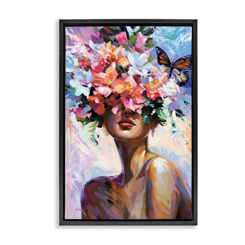 Surrounded By Florals by Leon Devenice Black Floater Frame Nature Graphic Art Print 31 in. x 21 in. price history on PriceWatchPro