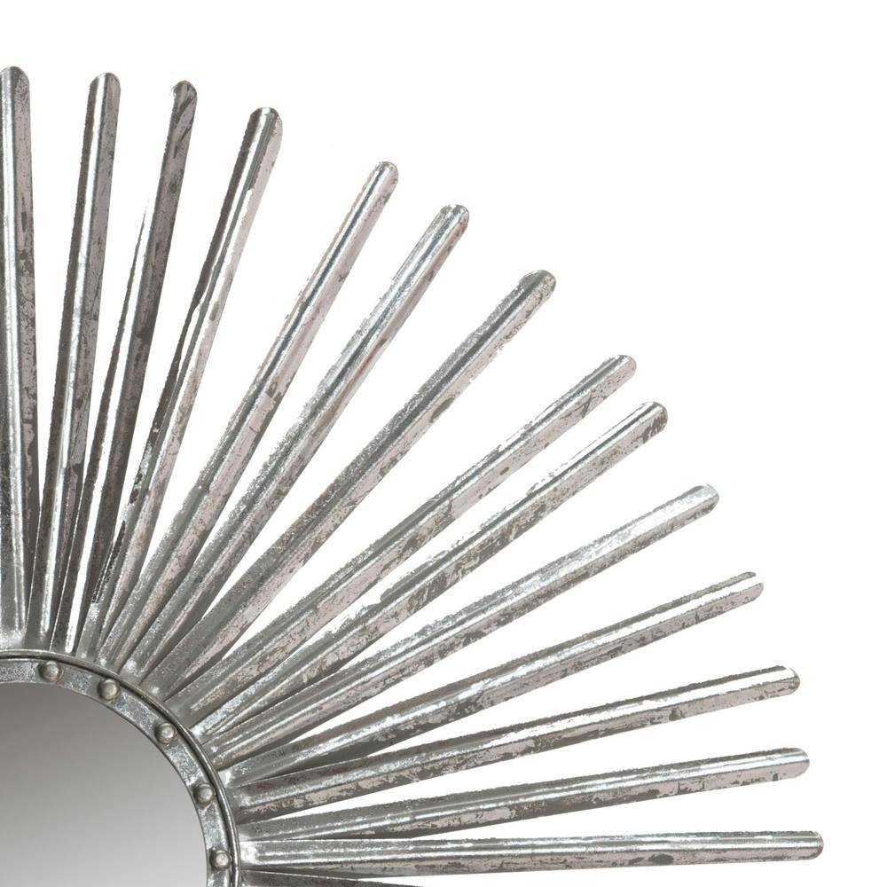 Radiant Silver 33.5" Contemporary Sunburst Round Mirror