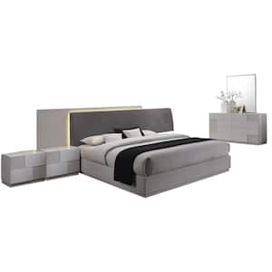 Naple 5-Piece White/Silver Modern King Bedroom Set