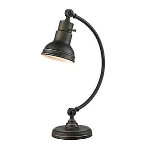 Ramsay 20 in. 1-Light Olde Bronze Table Lamp with Steel Shade