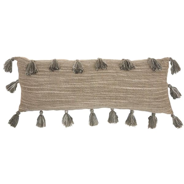 Mina Victory Lifestyles Charcoal 13 in. x 33 in. Rectangle Throw Pillow
