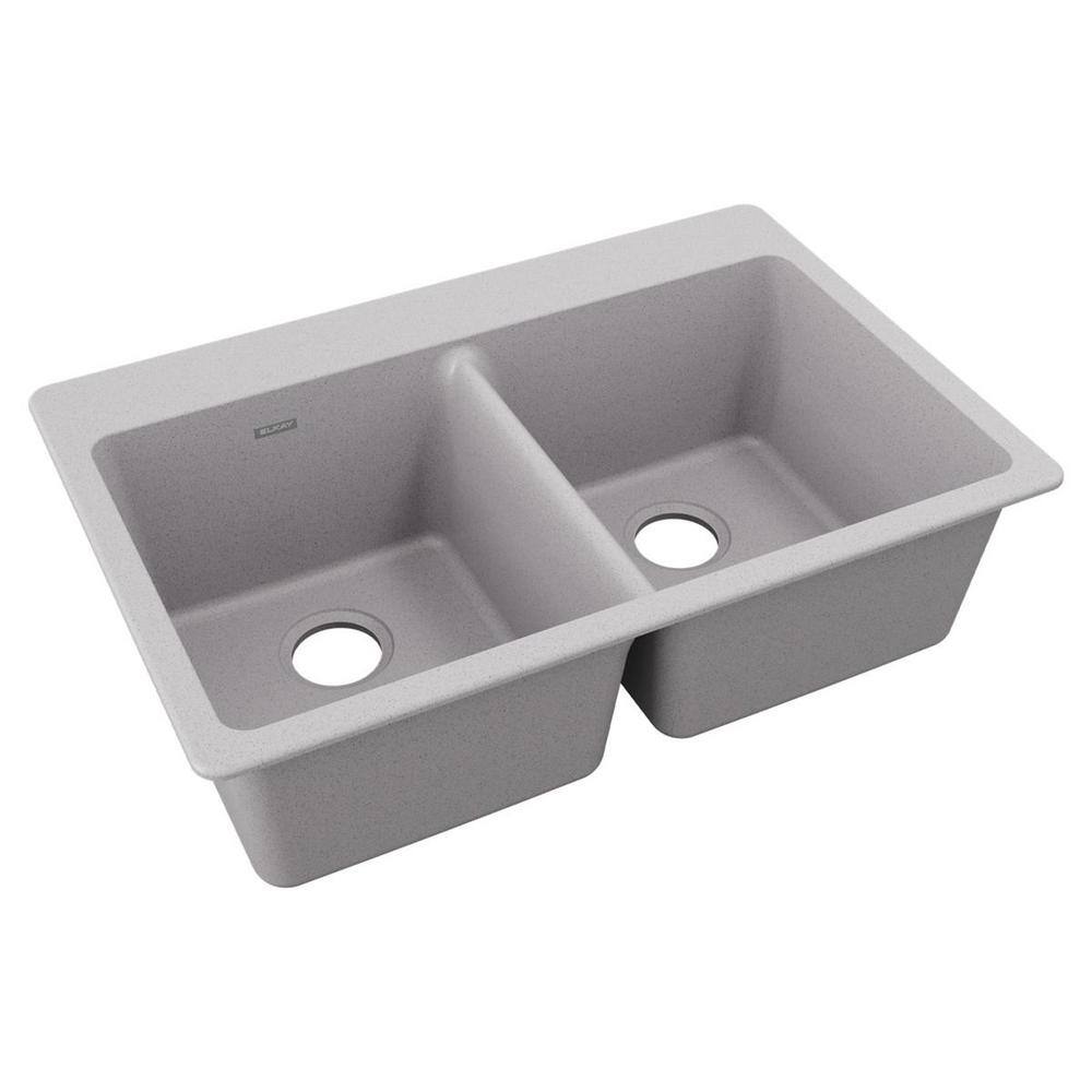 Greystone Quartz Double Bowl Drop-In Kitchen Sink