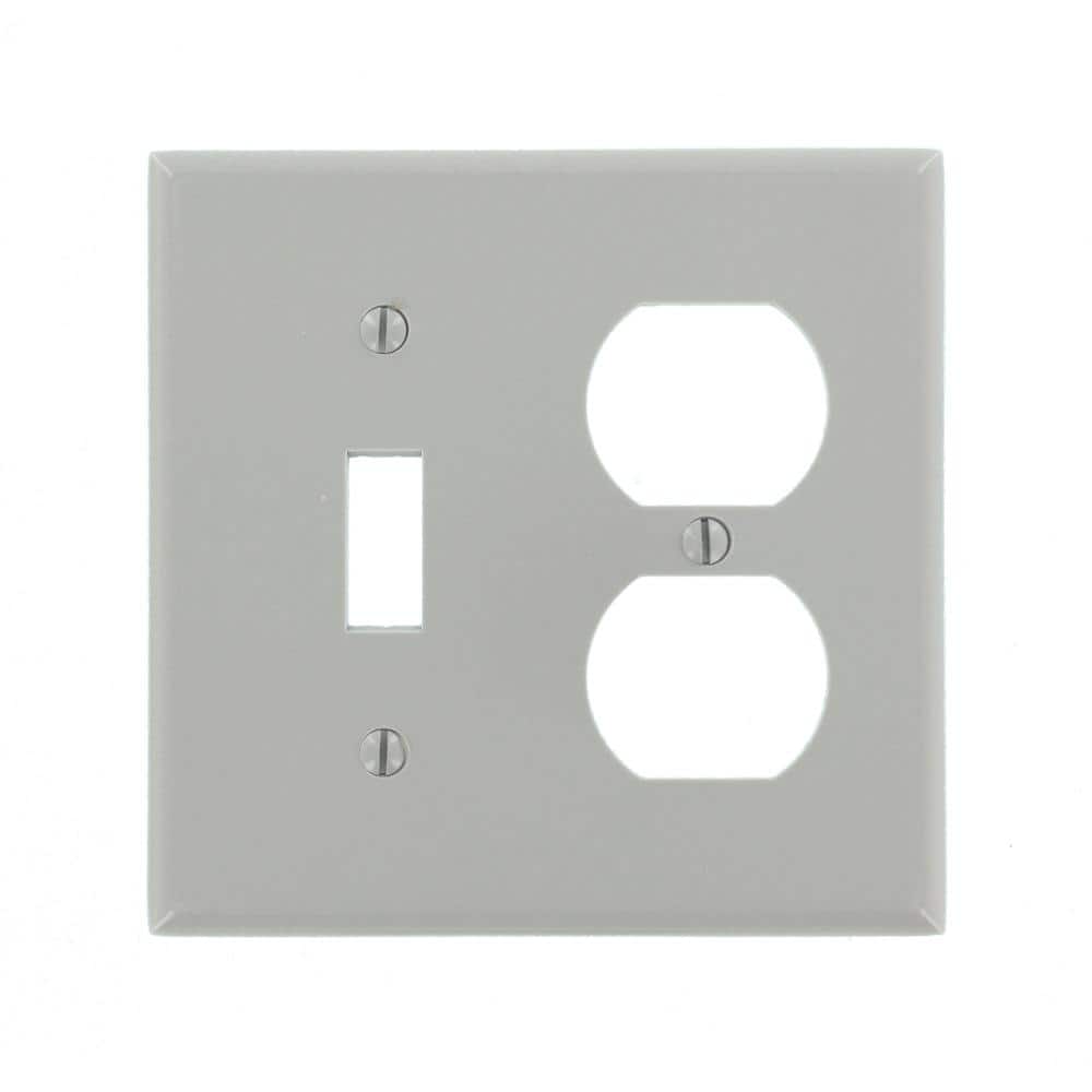 Gray 2-Gang Duplex Toggle Standard Wall Plate