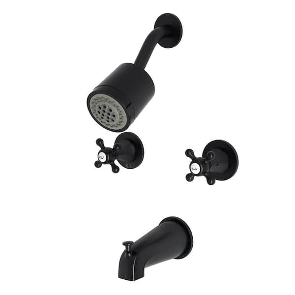Kingston Brass Metropolitan 2-Handle 2-Spray Tub and Shower Faucet in Matte Black (Valve Included)