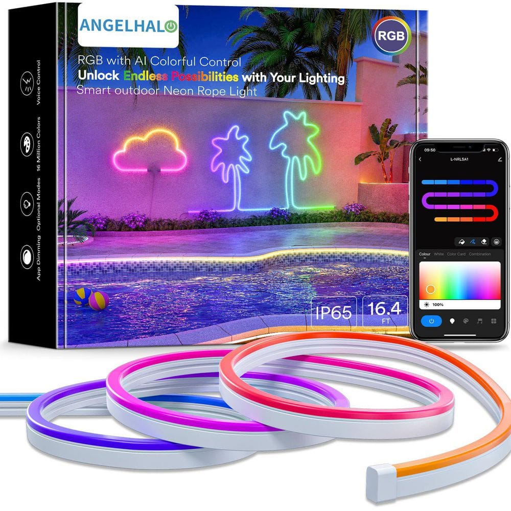 16.4 ft. Outdoor Hardwired Neon Integrated LED Strip Lights, Smart Neon Lights IP65 Waterproof with DIY Scene Modes price history on PriceWatchPro