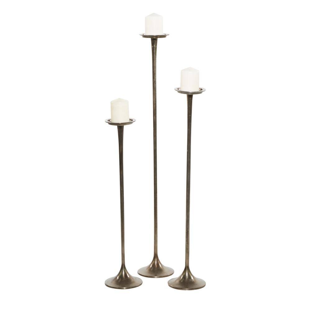 Set of 3 Black Tall Aluminum Candle Holders