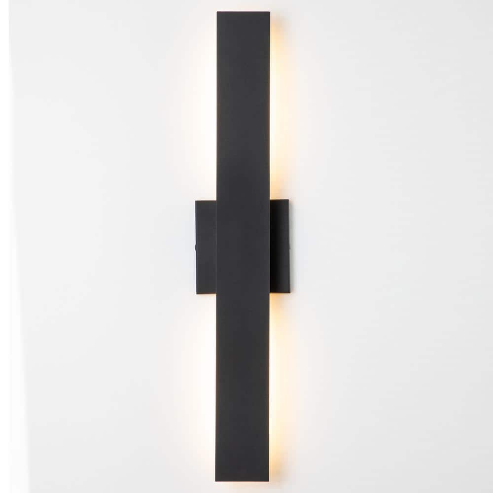Sleek Matte Black 22" LED Outdoor Wall Sconce with Frosted Glass