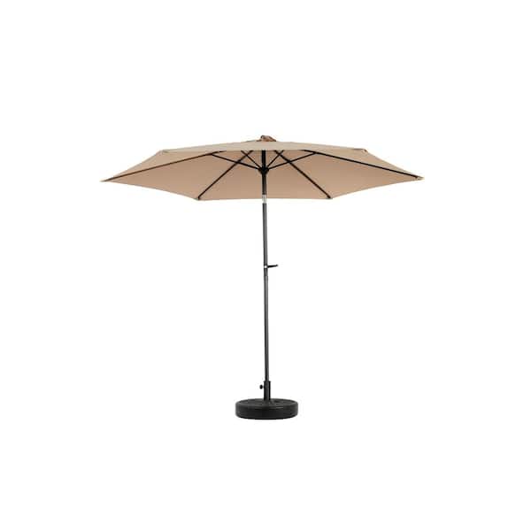 9 ft. Steel Tilt Market Patio Umbrella in Khaki Beige