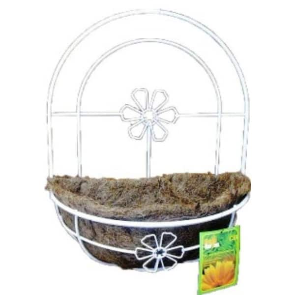 KYMMICO 14 in. White Metal Wall Planter Basket