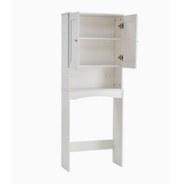 15.74 in. W x 11.8 in. D x 64.96 in. H White Linen Cabinet with Double Door Narrow Height