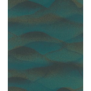 Hotel Collection Green/Black Rolling Hills Landscape Glitter Finish Non-Pasted Non-Woven Wallpaper Sample