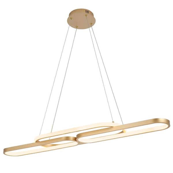 LWYTJO 1-Light Modern Farmhouse Integrated LED Chandelier in Gold for Dinning Room
