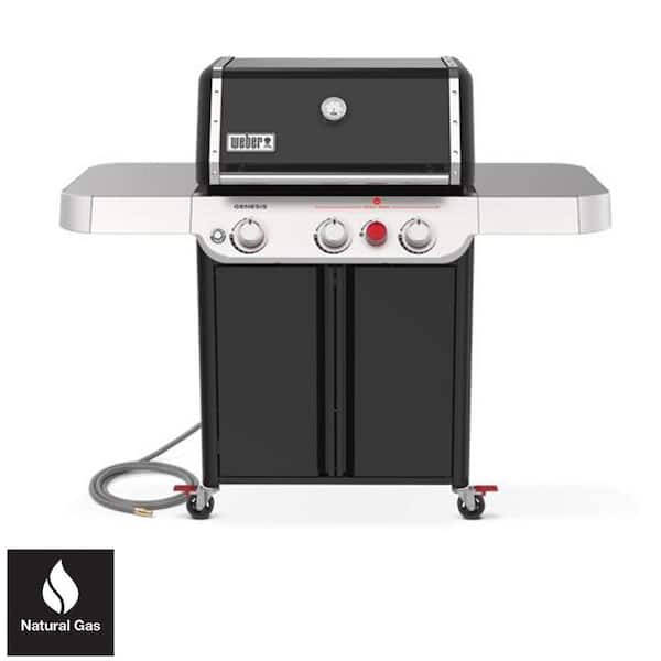 Weber Genesis E-325 3-Burner Natural Gas Grill in Black with Full Size Griddle Insert