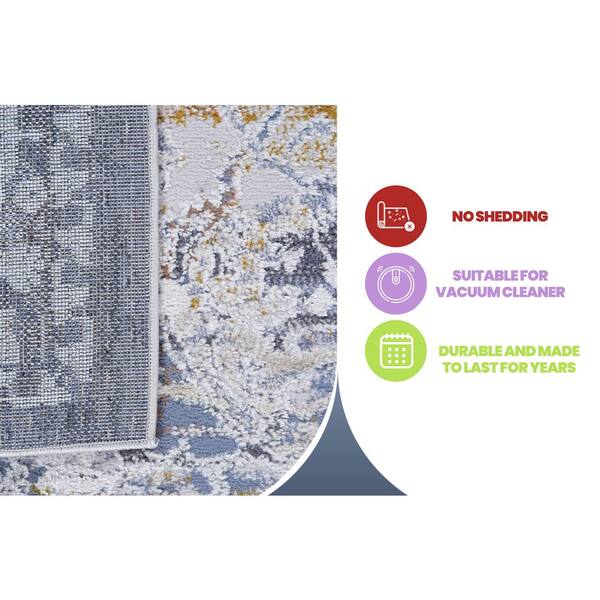 2 ft. x 8 ft. Ivory Grey Rectangle Washable for Bedroom, Dining Room, Living Room Area Rug
