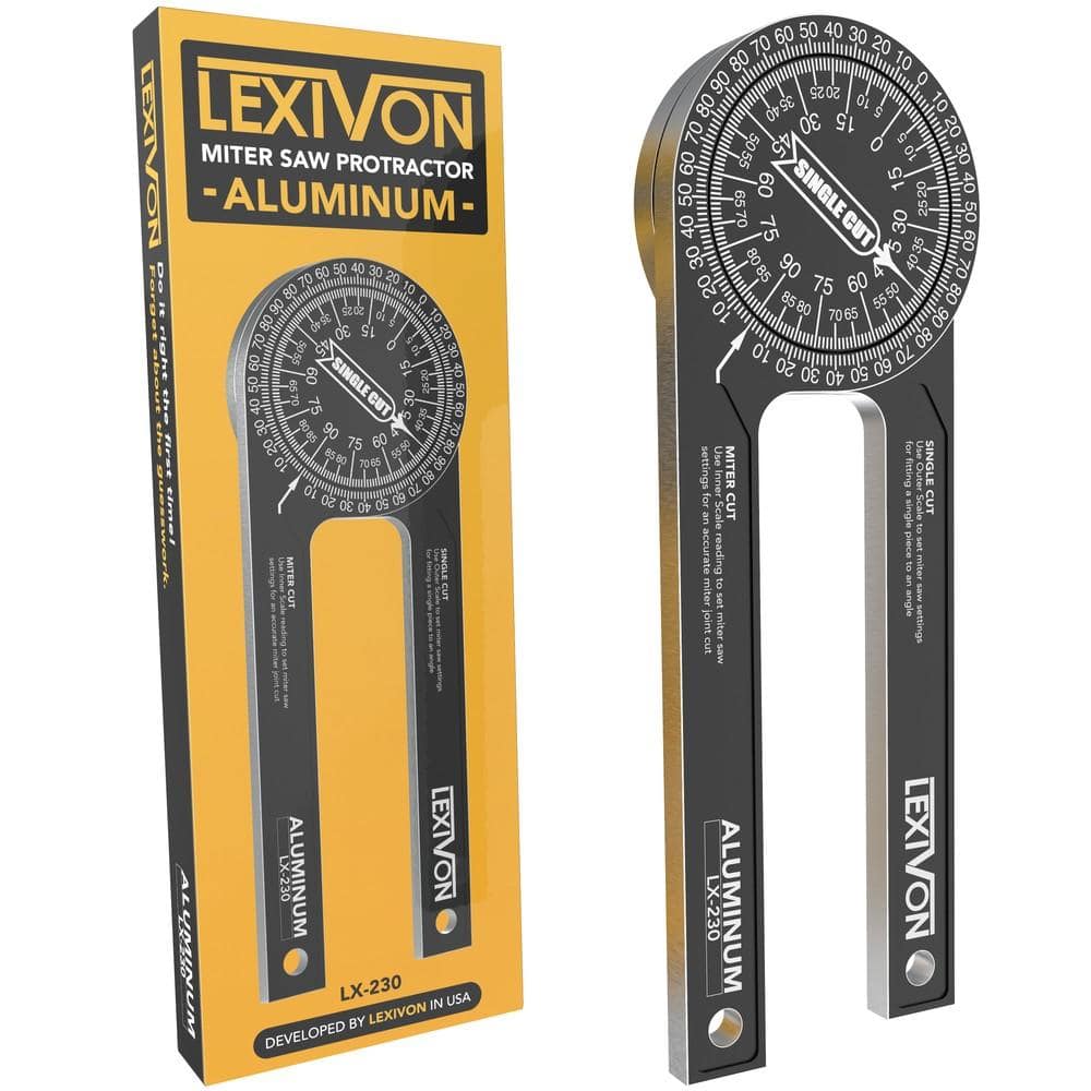 LEXIVON Aluminum Miter Saw Protractor, 7-Inch Rust Proof Angle Finder Featuring Precision Laser Engraved Scales