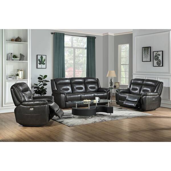 leather 3 seater sofa and 2 chairs