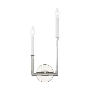 Bayview 2-Light Polished Nickel Double Right Wall Sconce