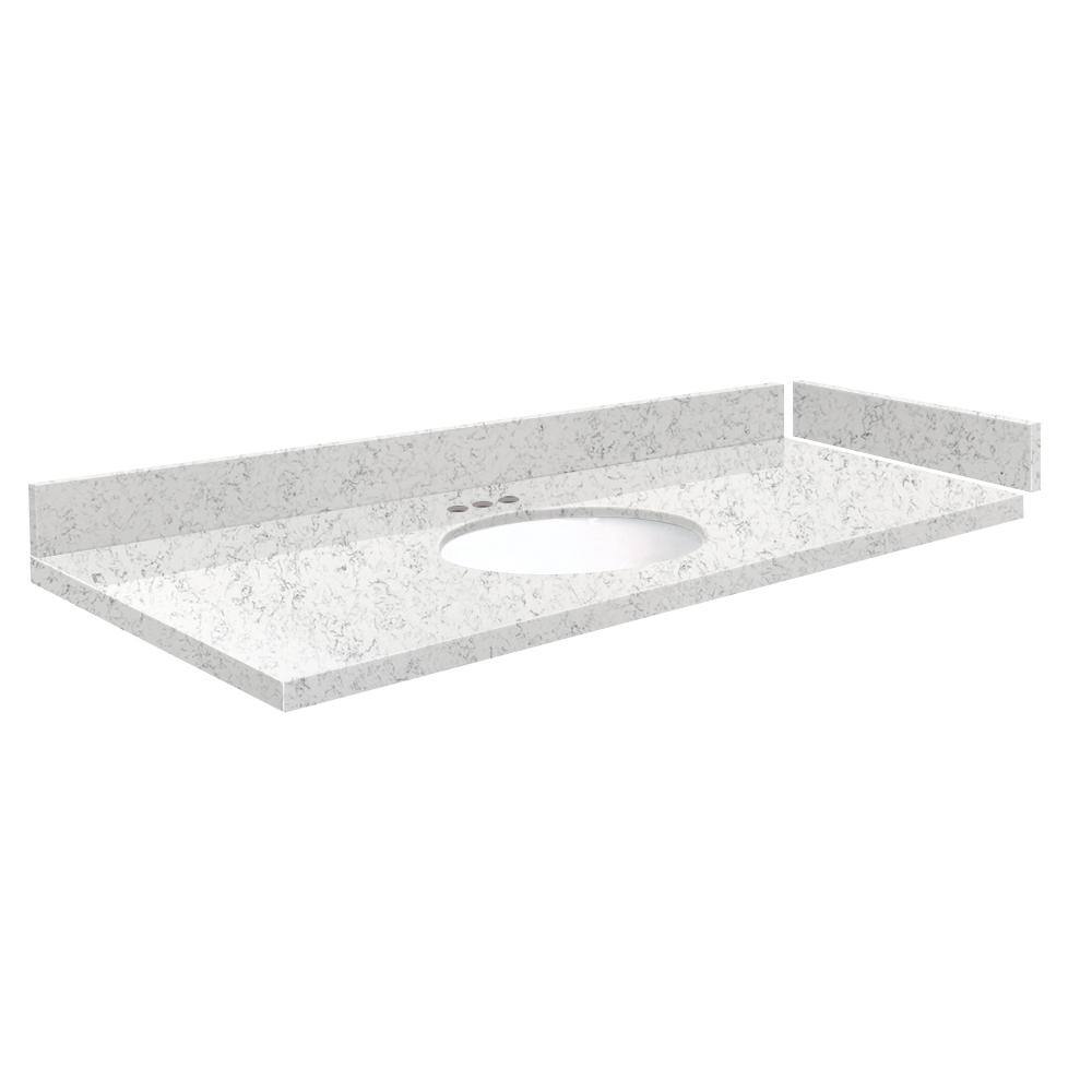 Silestone 49.25 in. W x 22.25 in. D Quartz White Round Single Sink Vanity Top in Lyra price history on PriceWatchPro