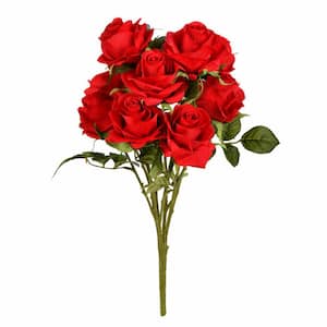 17 .5 in. Red Artificial Rose Bush Floral Arrangement