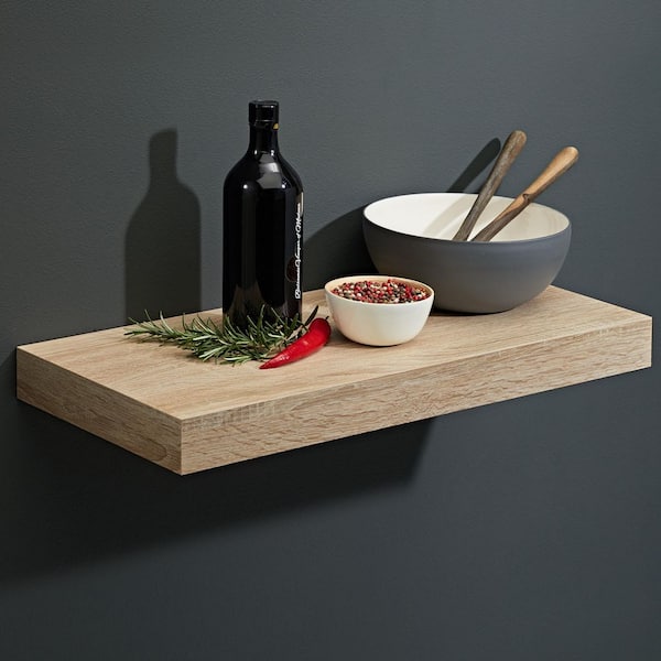 BIG BOY 17.5 in. x 9.8 in. x 2 in. Vintage Oak MDF Floating Decorative Wall Shelf with Brackets
