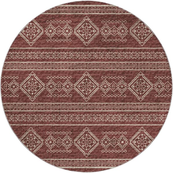 Dream Shag Premium Machine Washable Abstract ADS120 Canyon 8 ft. x 8 ft. Round Rug