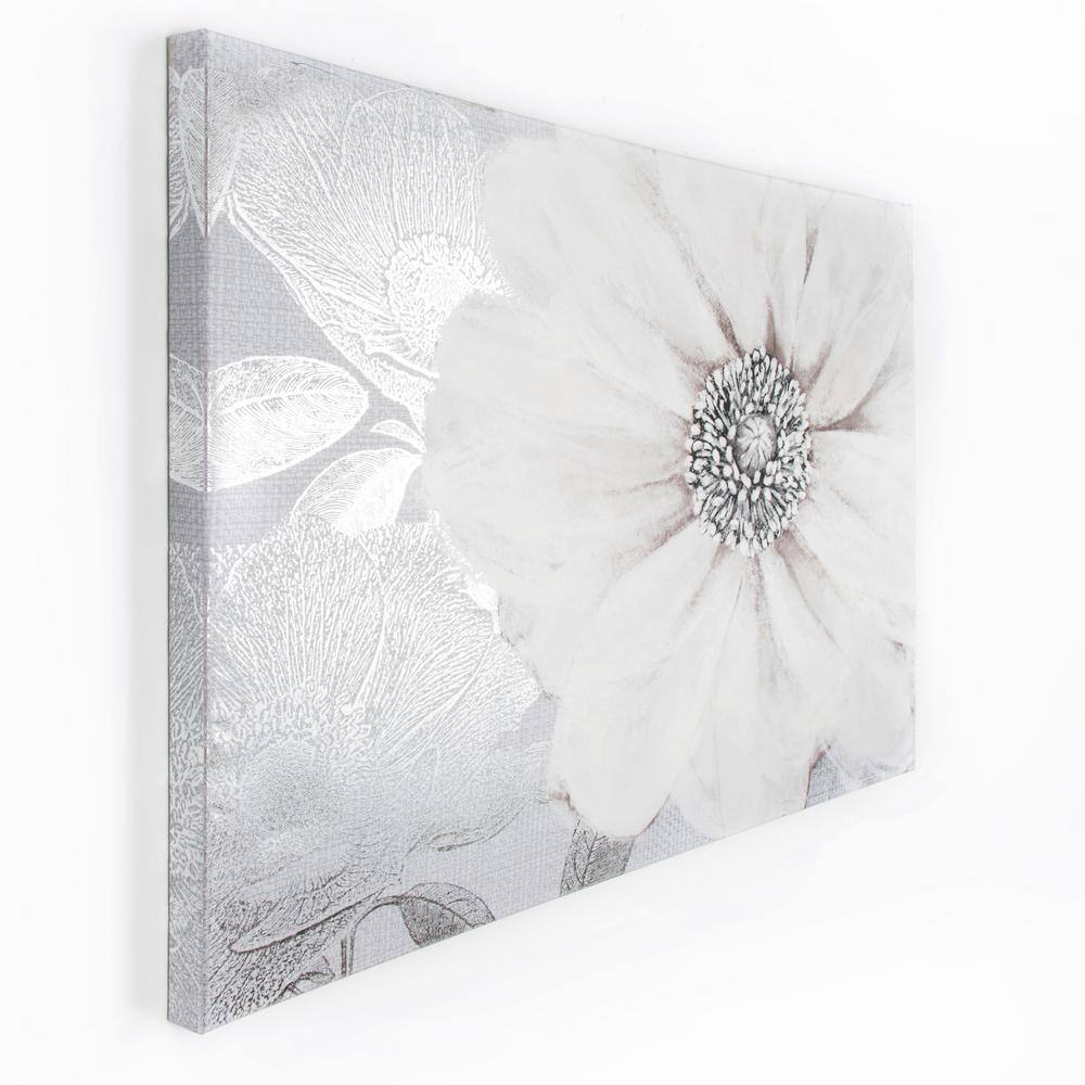 Gray Bloom Surrealist Floral Canvas Wall Art, 31 inches