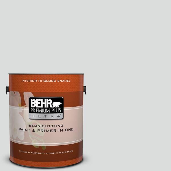 BEHR Premium Plus Ultra 1 gal. #N530-1 Pixel White Hi-Gloss Enamel Interior Paint and Primer in One