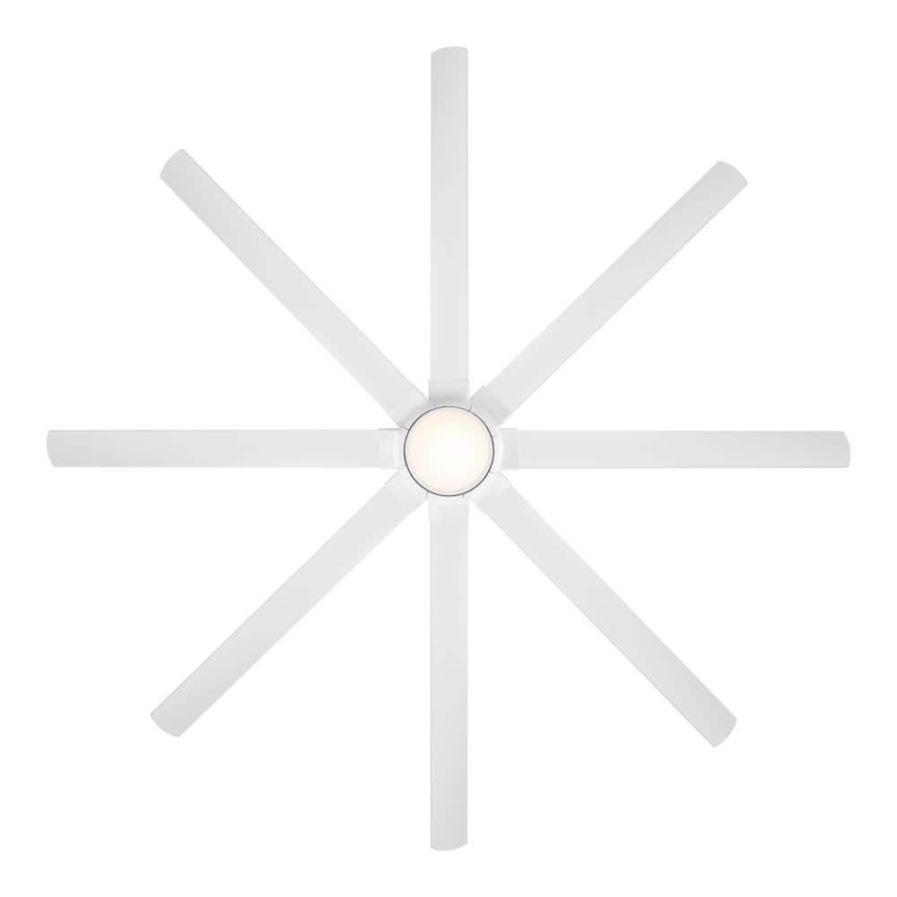 Hydra 96" Matte White Smart Ceiling Fan with LED Light Kit