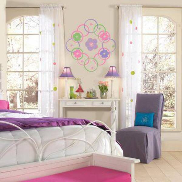 WallPops 13 in. x 13 in. Purple Hooplah Circles 8-Piece Wall Decals