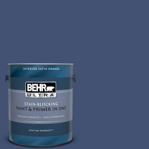 BEHR ULTRA 1 gal. #UL240-22 Signature Blue Satin Enamel Interior Paint and Primer in One