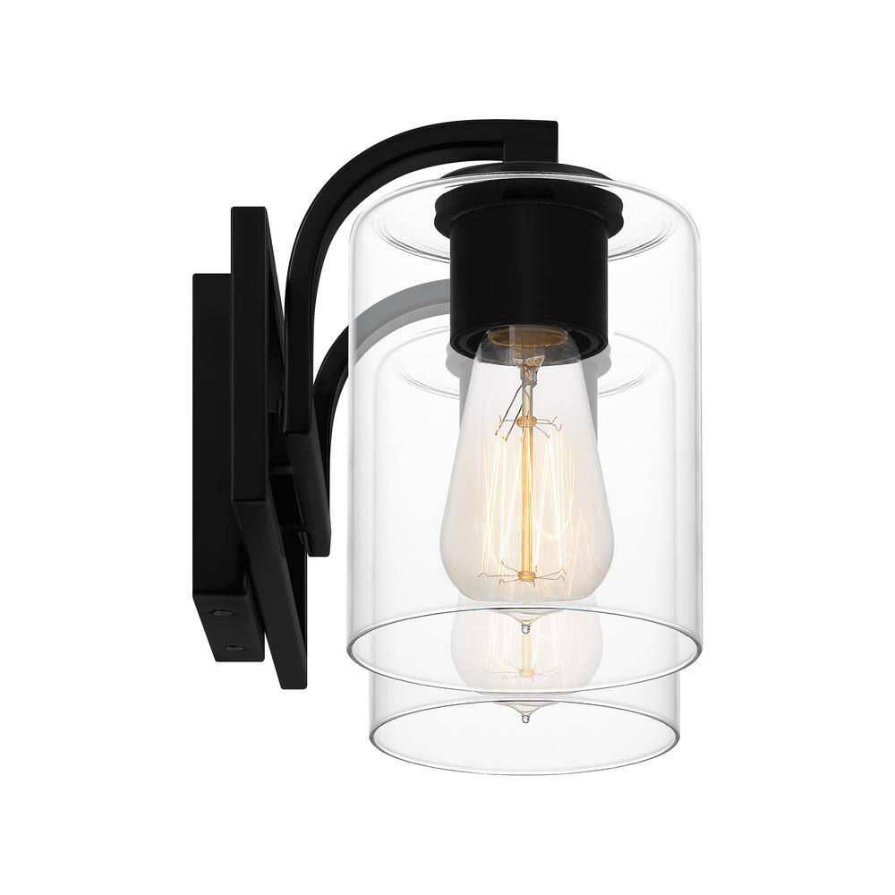 Matte Black Double Cylinder Bathroom Vanity Light