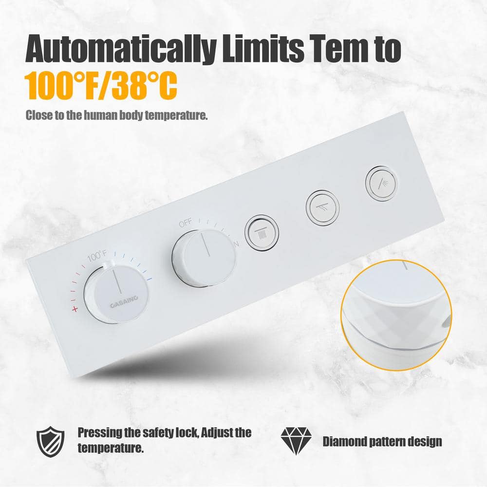 Matte White Dual Head Ceiling Mounted Rainfall Shower System