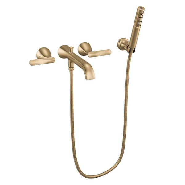 Bonacci Gold 2-Handle Wall Mount Tub Filler Trim with Hand Shower in Lumicoat Champagne Bronze (Valve Not Included)