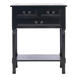Primrose 3-Drawer Black Wood Console Table