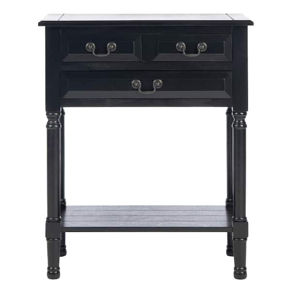 SAFAVIEH Primrose 3-Drawer Black Wood Console Table