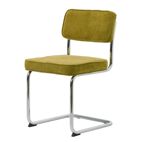 Toronto Green Corduroy Chairs with Chrome Legs set of 2 RUEP