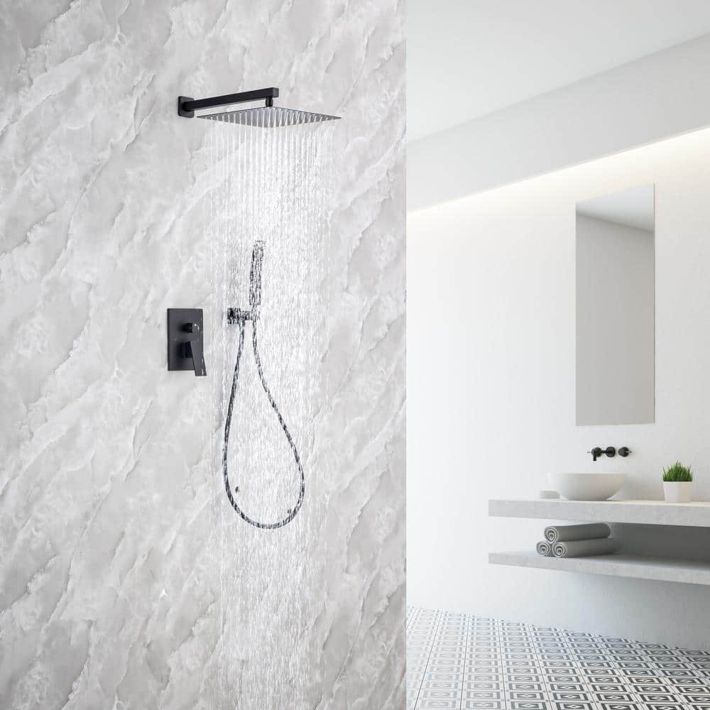 Matte Black Dual Function Square Rain Shower System