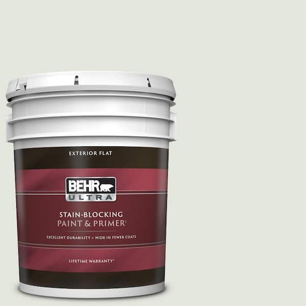 BEHR ULTRA 5 gal. #BL-W06 Whispering Waterfall Flat Exterior Paint & Primer